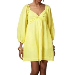 Banana Republic Yellow Cottagecore Small Tie Front Smocked Back NWT Boho Mini